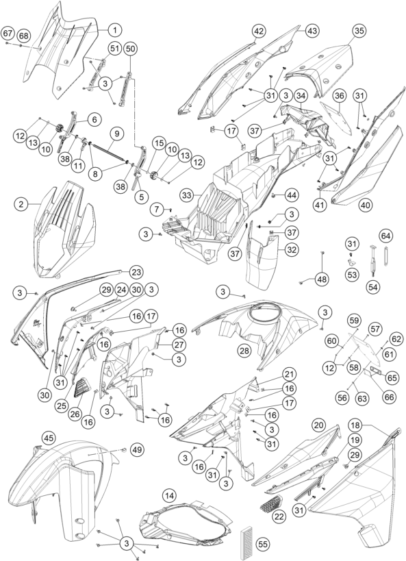 vue éclatée plaque, garde-boue - ktm 1290 super adventure wh abs 15 eu 2015