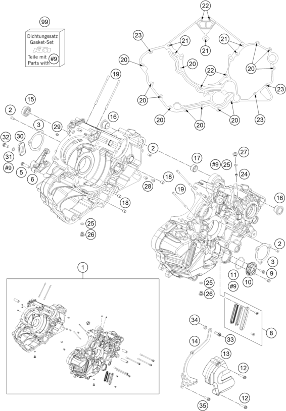 vue éclatée carter moteur - ktm 1050 adventure abs eu 2015