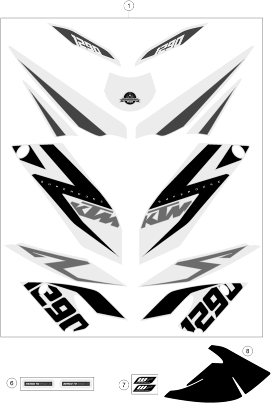 vue éclatée kit déco - ktm 1290 superduke r orange abs 15 fr 2015