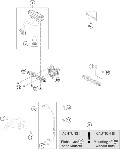 vue éclatée instruments / système de verrouillage - ktm 300 exc factory edition eu 2015