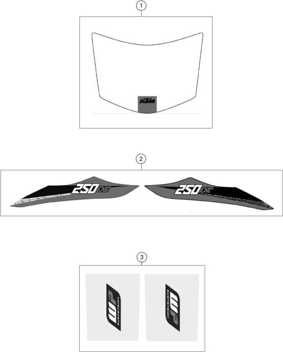 vue éclatée kit déco - ktm 250 exc eu 2016
