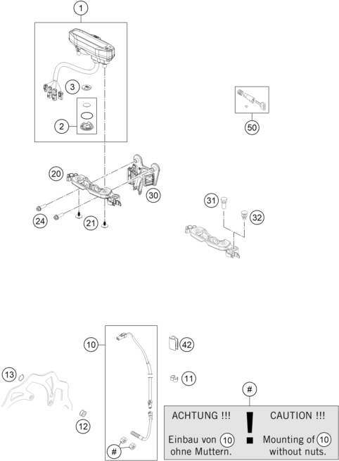 vue éclatée instruments / système de verrouillage - ktm 250 exc au 2016