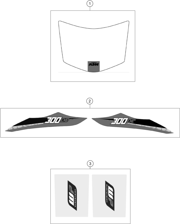 vue éclatée kit déco - ktm 300 exc au 2016