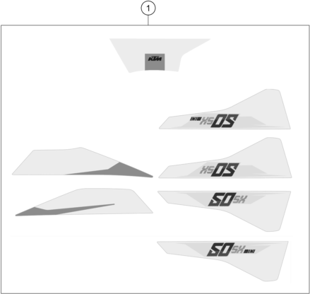 vue éclatée kit déco - ktm 50 sx mini eu 2016