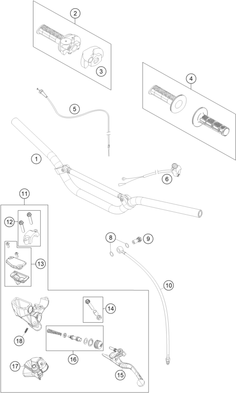 vue éclatée fourche téléscopique, té de fourche - ktm 65 sx eu 2016