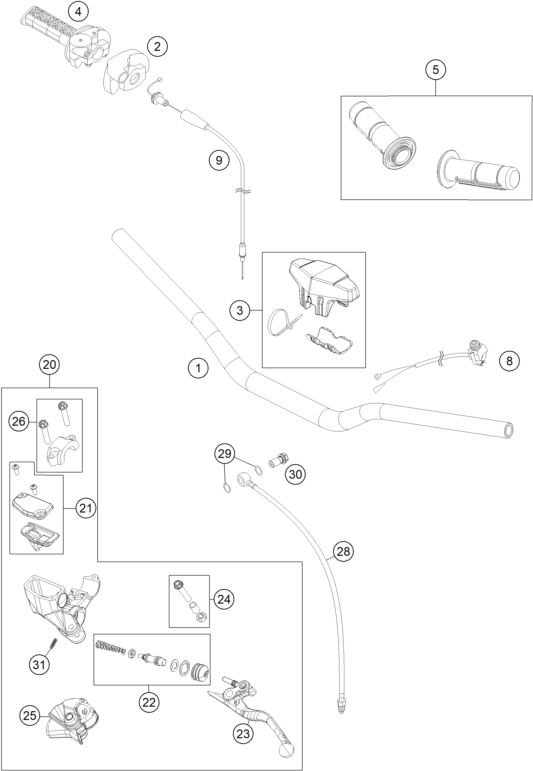 vue éclatée guidon, armatures - ktm 85 sx 19/16 eu 2016