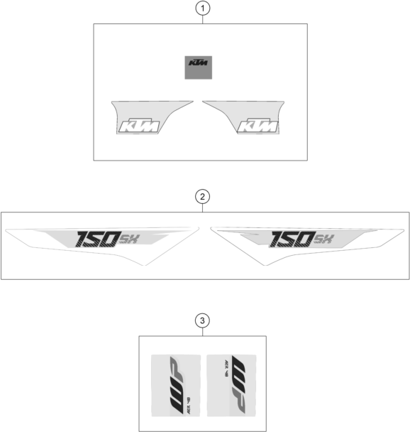 vue éclatée kit déco - ktm 150 sx eu 2016