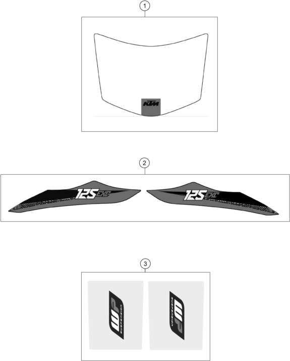 vue éclatée kit déco - ktm 125 exc eu 2016