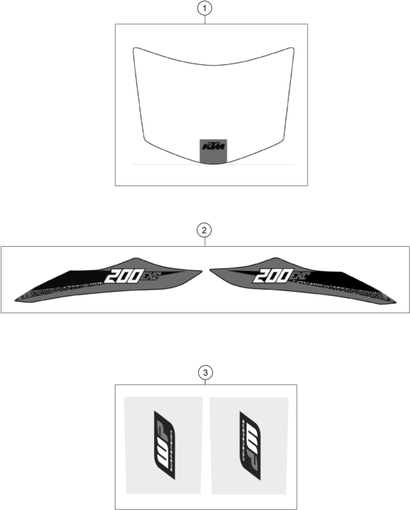 vue éclatée kit déco - ktm 200 exc eu 2016