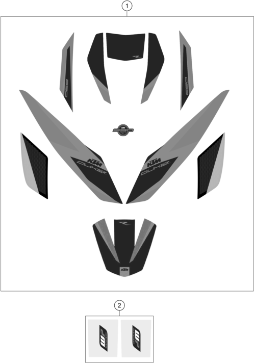 vue éclatée kit déco - ktm 690 duke r abs au 2016