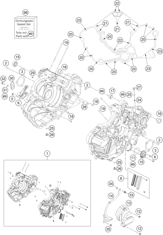 vue éclatée carter moteur - ktm 1190 adventure abs orange fr 2016