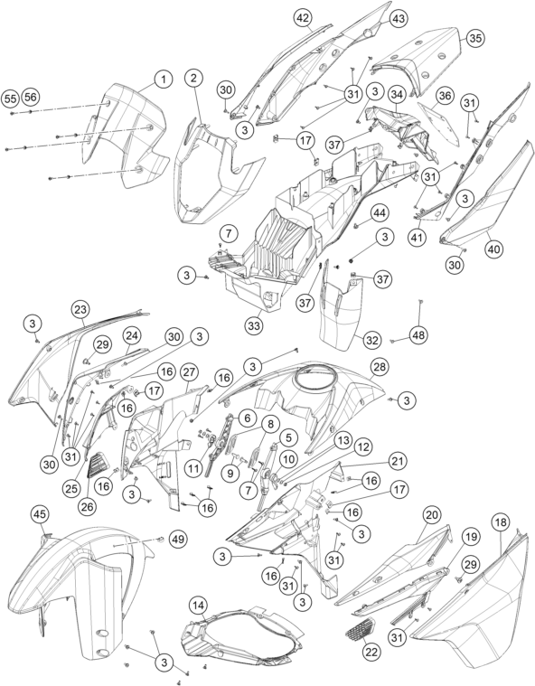 vue éclatée plaque, garde-boue - ktm 1190 adventure r abs au 2016