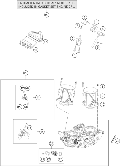 vue éclatée corps du clapet d'étranglement - ktm 1190 adventure r abs au 2016