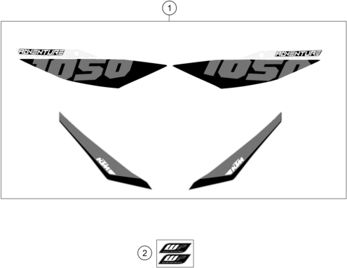 vue éclatée kit déco - ktm 1050 adventure abs au 2016