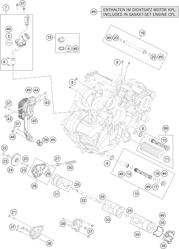 vue éclatée système de lubrification - ktm 1290 superduke r black abs 16 au 2016