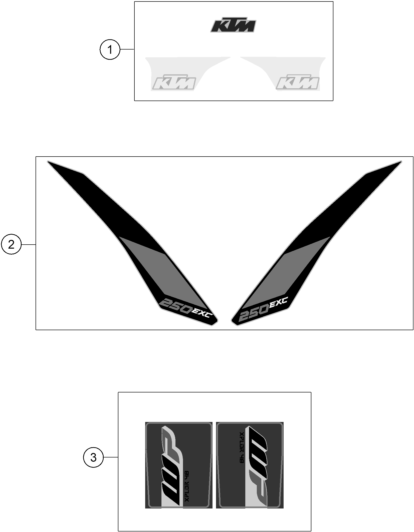 vue éclatée kit déco - ktm 250 exc eu 2017