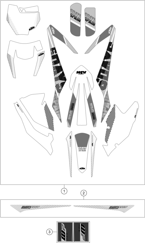 vue éclatée kit déco - ktm 350 exc-f six days eu 2017