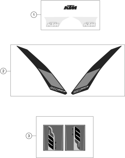 vue éclatée kit déco - ktm 350 exc-f eu 2017
