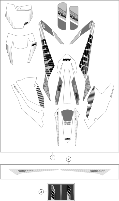 vue éclatée kit déco - ktm 450 exc-f six days eu 2017