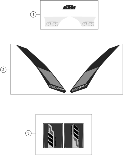 vue éclatée kit déco - ktm 250 exc-f eu 2017