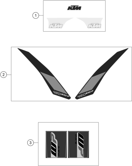 vue éclatée kit déco - ktm 450 exc-f au 2017