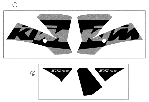 vue éclatée kit déco - ktm 65 sx eu 2004