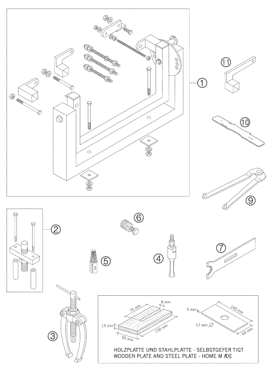 vue éclatée outils spéciaux moteur - ktm 65 sx eu 2004