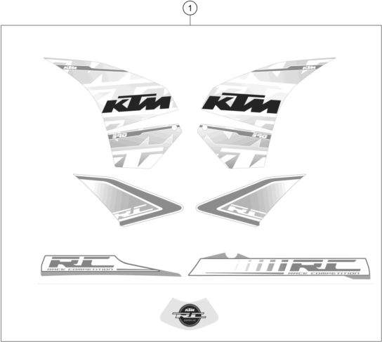 vue éclatée kit déco - ktm rc 390 adac cup eu 2015