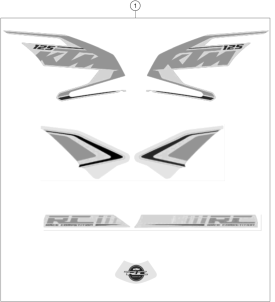 vue éclatée kit déco - ktm rc 125 white / abs eu 2016