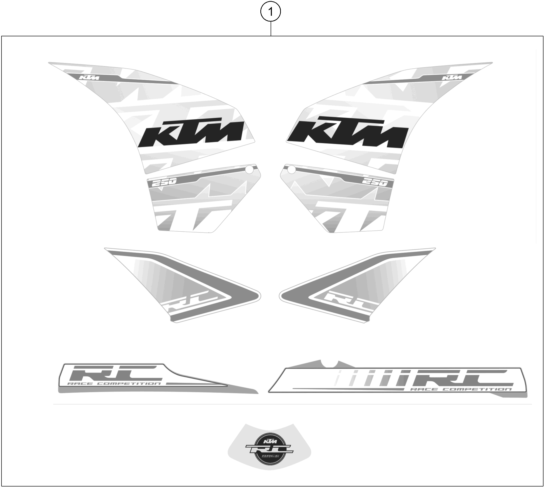 vue éclatée kit déco - ktm rc 250 white abs ckd 16 th 2016