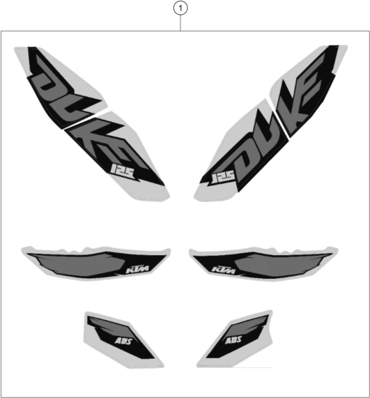 vue éclatée kit déco - ktm 125 duke white abs eu 2016