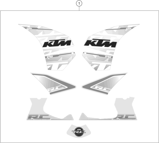 vue éclatée kit déco - ktm rc 390 white / abs eu 2016