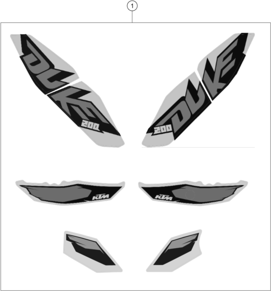 vue éclatée kit déco - ktm 200 duke wh. w/o abs ckd 16 my 2016