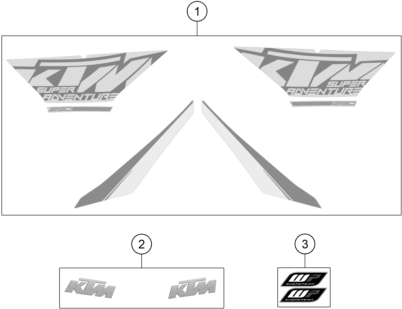 vue éclatée kit déco - ktm 1290 super adventure wh abs 15 cn 2015