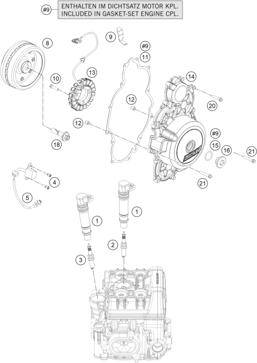 vue éclatée système de allumage - ktm 1290 super adventure wh abs 15 cn 2015