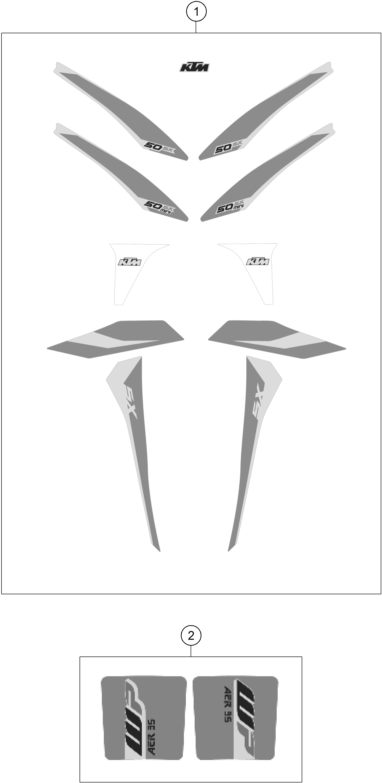 vue éclatée kit déco - ktm 50 sx eu 2017