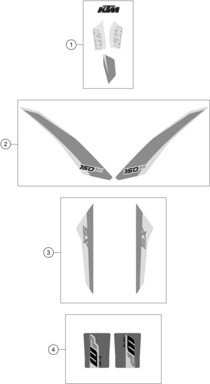 vue éclatée kit déco - ktm 150 sx eu 2017