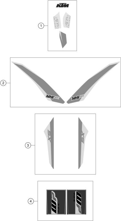 vue éclatée kit déco - ktm 125 sx eu 2017