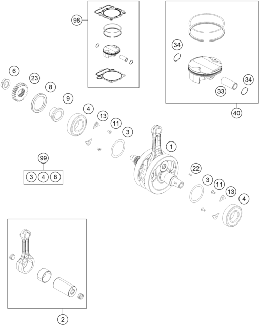vue éclatée cylindre - ktm freeride 350 eu 2017