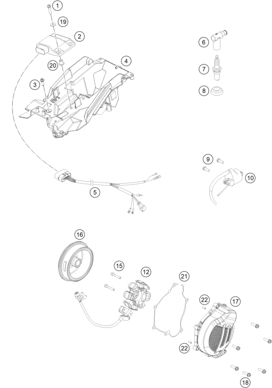 vue éclatée système de allumage - ktm 125 xc-w eu 2017