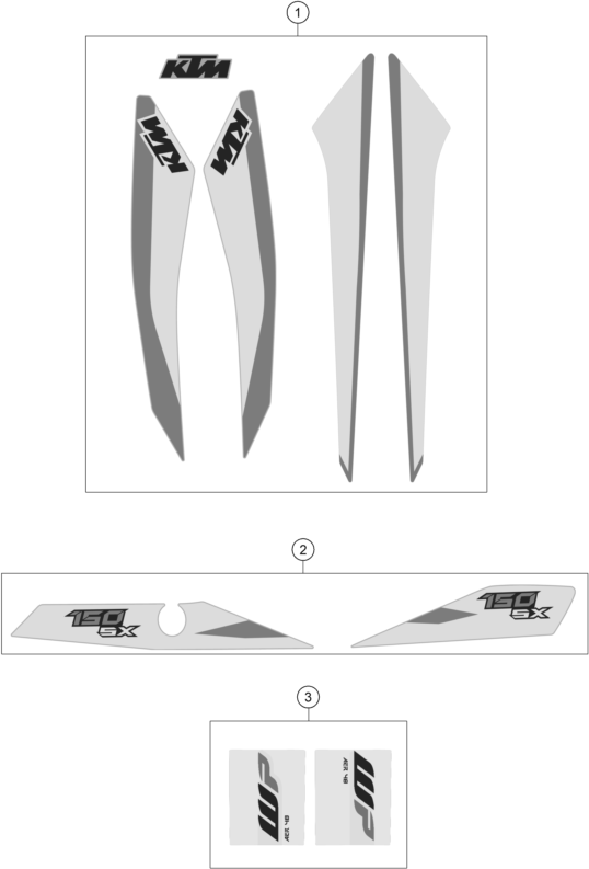 vue éclatée kit déco - ktm 150 sx eu 2018