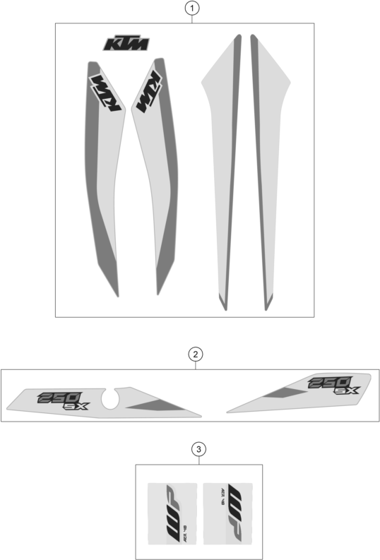 vue éclatée kit déco - ktm 250 sx eu 2018