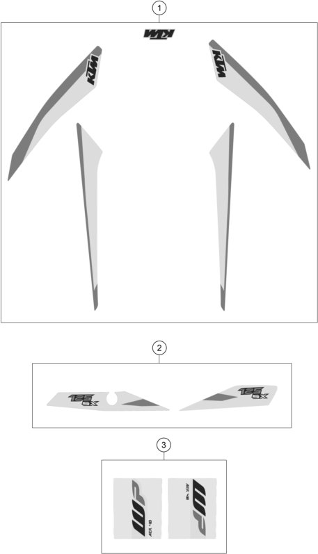 vue éclatée kit déco - ktm 125 sx eu 2018