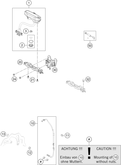vue éclatée instruments / système de verrouillage - ktm 125 xc-w eu 2018