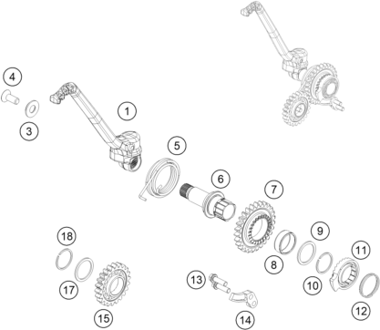 vue éclatée démarreur kick - ktm 250 exc tpi eu 2018