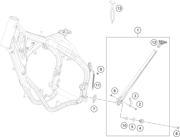 vue éclatée béquille latérale / béquille centrale - ktm 250 exc au 2018
