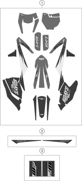 vue éclatée kit déco - ktm 250 exc-f six days eu 2018