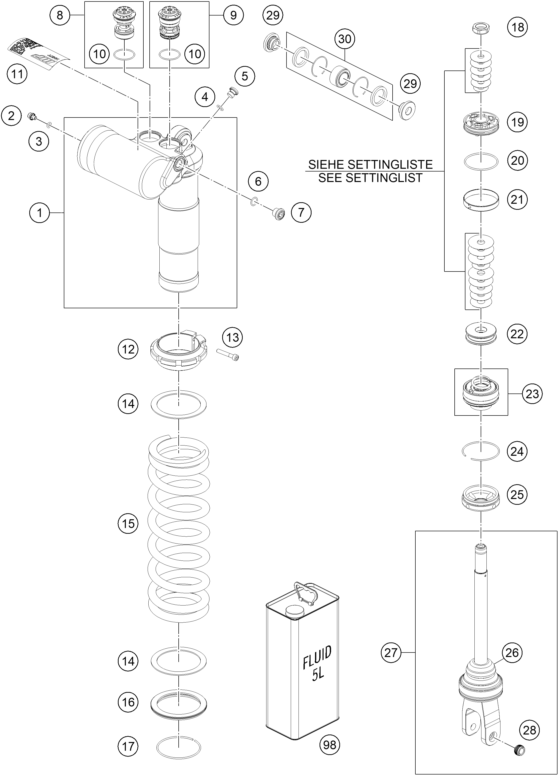 vue éclatée armortisseur - ktm 450 rally factory replica eu 2018