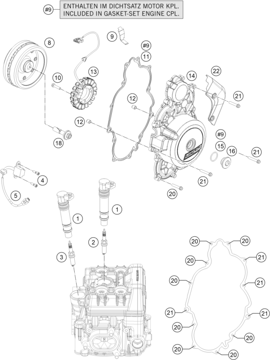 vue éclatée système de allumage - ktm 1290 super adventure s, black cn 2018