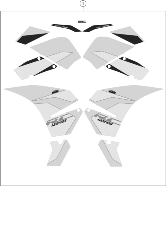 vue éclatée kit déco - ktm rc 125, orange eu 2018